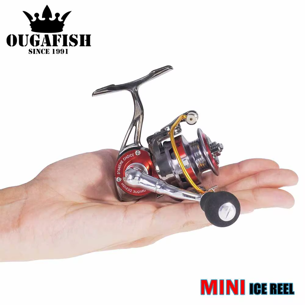 Carrete giratorio mini metálico para pesca en hielo y agua salada - imagen 3