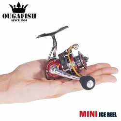 Carrete giratorio mini metálico para pesca en hielo y agua salada