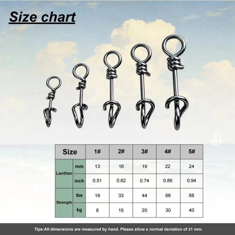 Clips de pesca de acero inoxidable para señuelos – enganche rápido - imagen 3