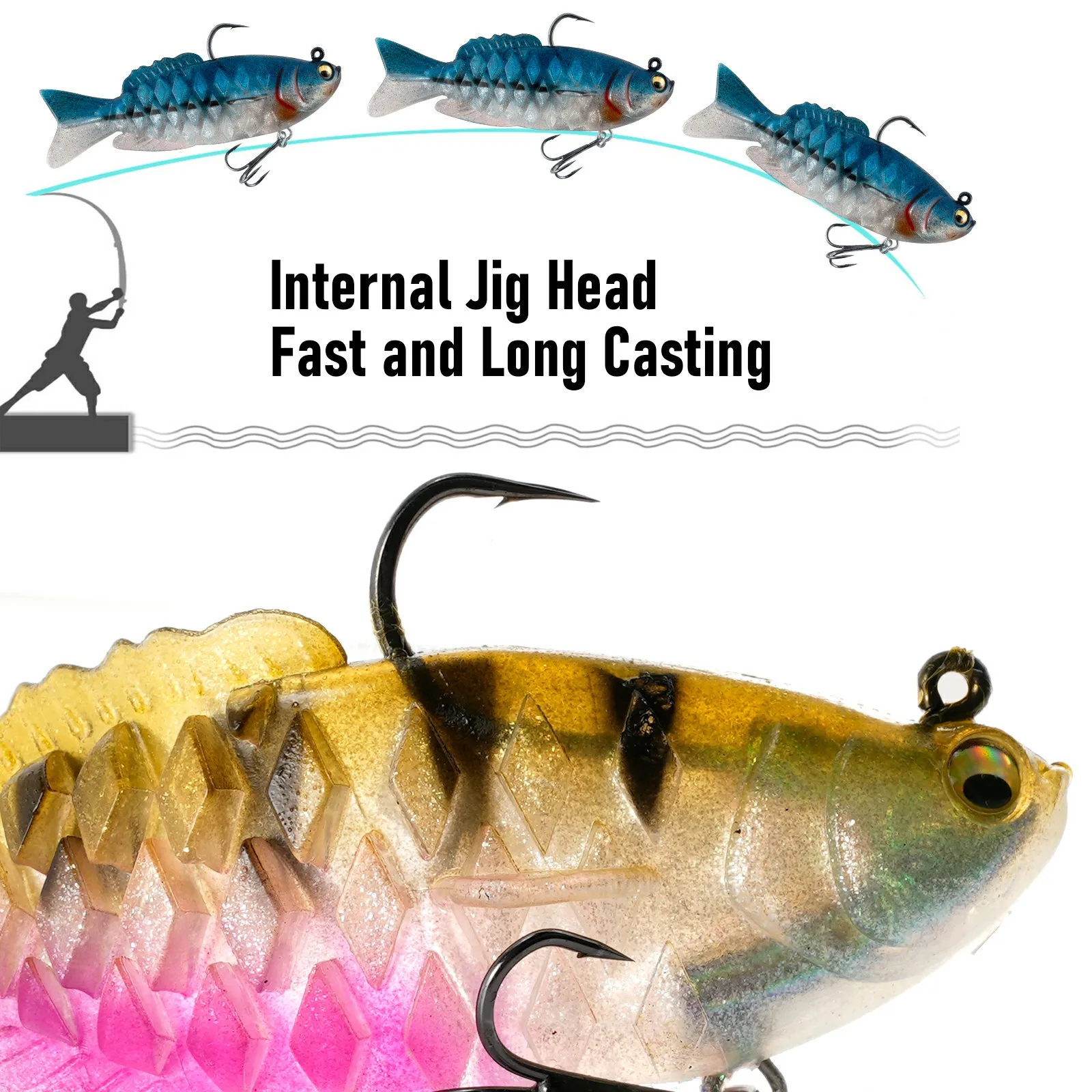 Vinilo cola de pala 20 g con jig head para lubina y lucio - imagen 4
