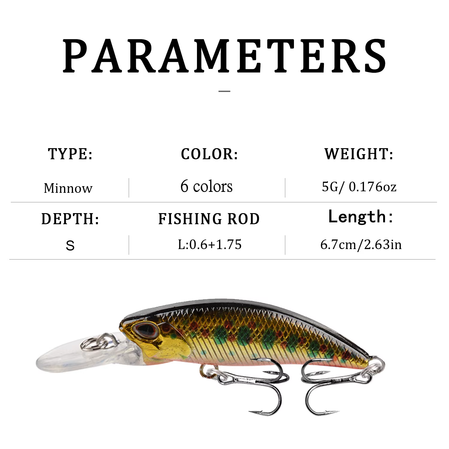 Crankbait hundido 6,5 cm 5g lubina – Ojos 3D realista