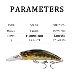 Crankbait hundido 6,5 cm 5g lubina – Ojos 3D realista