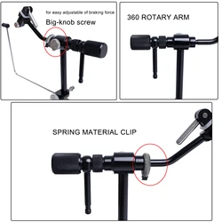 Torno de atado de moscas giratorio ajustable con base resistente