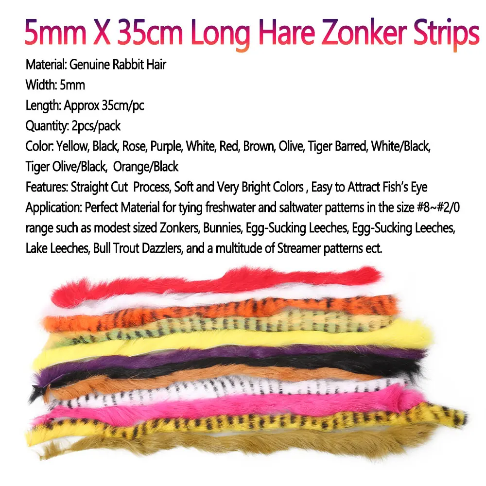 Tiras Zonker Bimoo – Piel de liebre para streamers de trucha - imagen 4