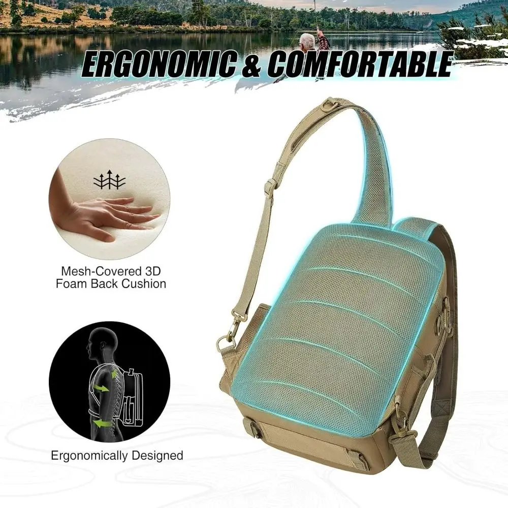 Mochila de pesca impermeable con soporte para cañas y hombro - imagen 3