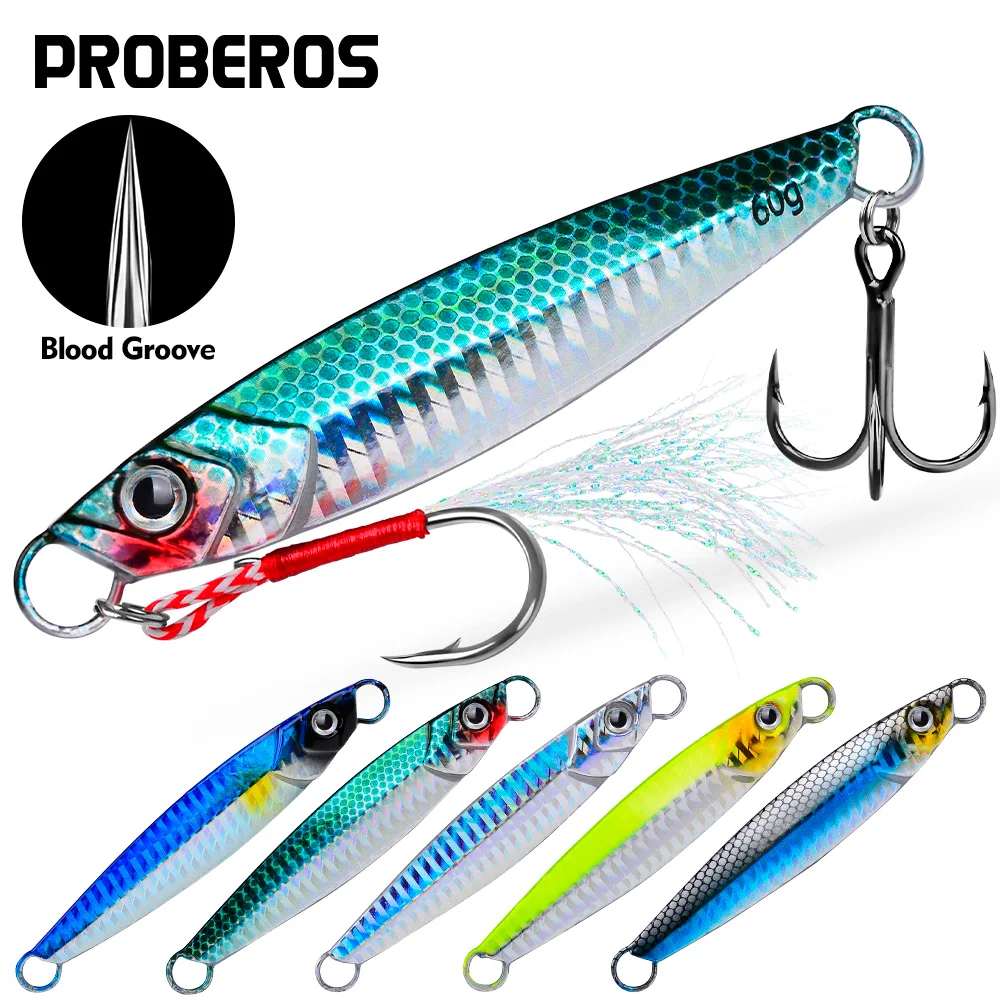 Señuelo Metal PROBEROS para Pesca en Mar – Anzuelos Dobles Luminosos - imagen 5