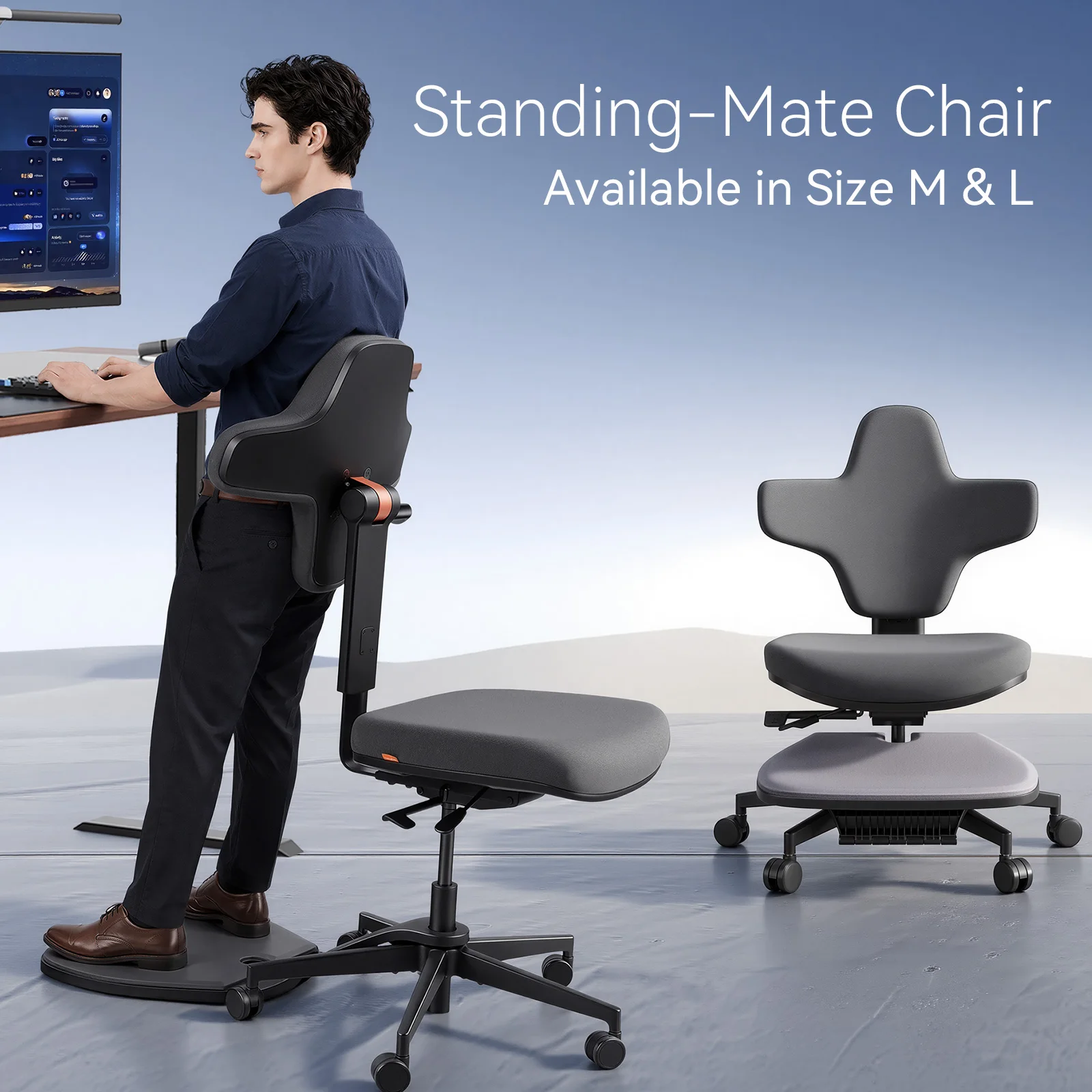 Newtral Taburete ergonómico regulable con tapete antifatiga - imagen 4
