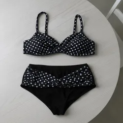 Bikini Halter de cintura baja con puntos y escote en V profundo mujer