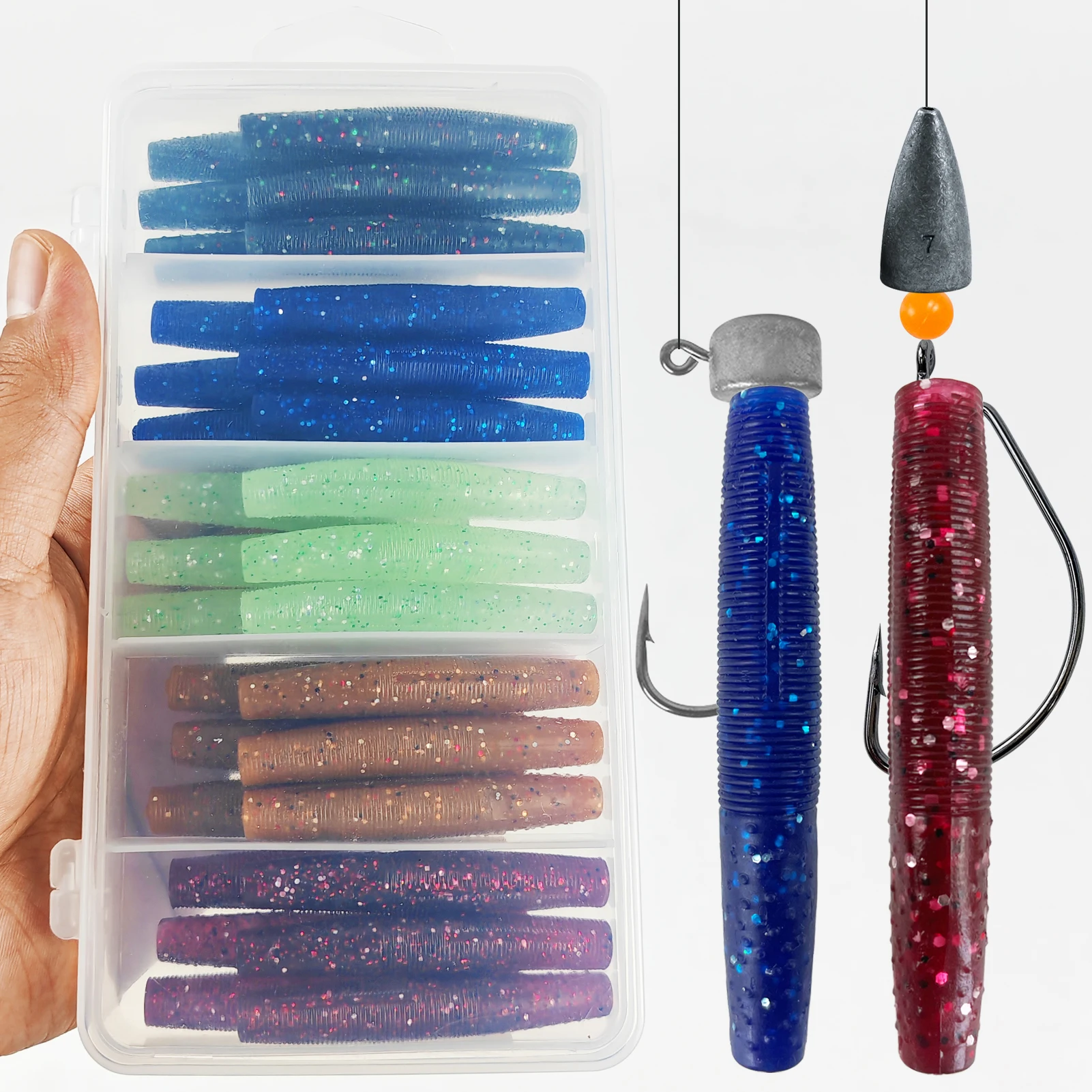 Señuelos Wacky Worms FREE FISHER para lubina, Ned Rig - imagen 4