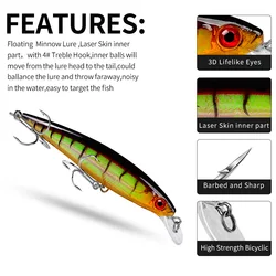 Señuelo biónico pececillo 3D ojos láser – 11cm para pesca