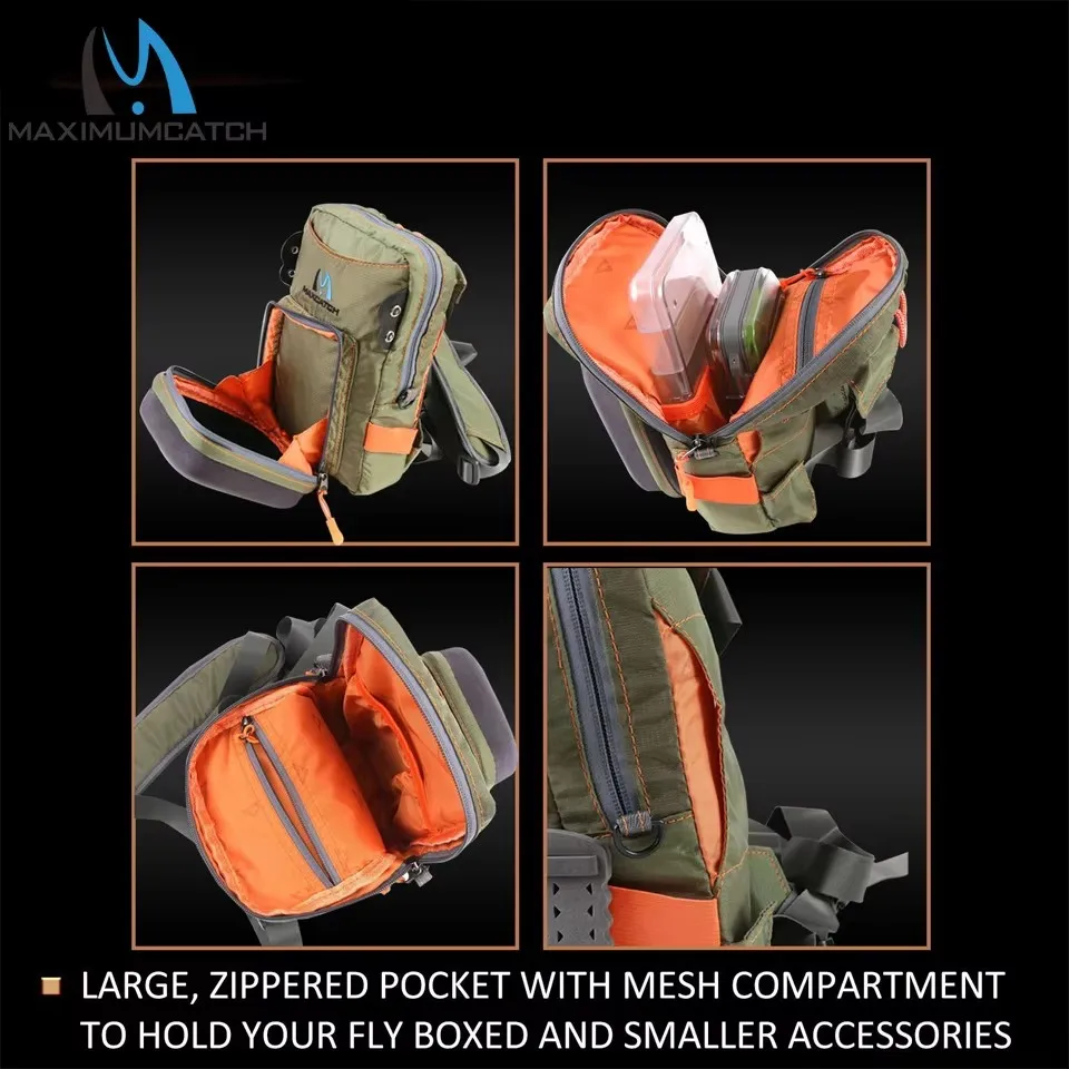 MAXCATCH Bolsa de pecho para pesca con mosca con banco moldeado - imagen 3