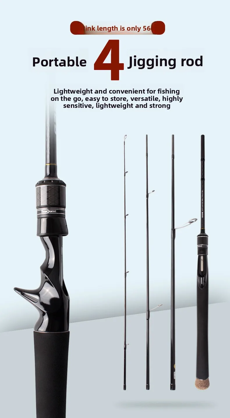 Set de cuatro cañas de pesca portátiles con múltiples secciones