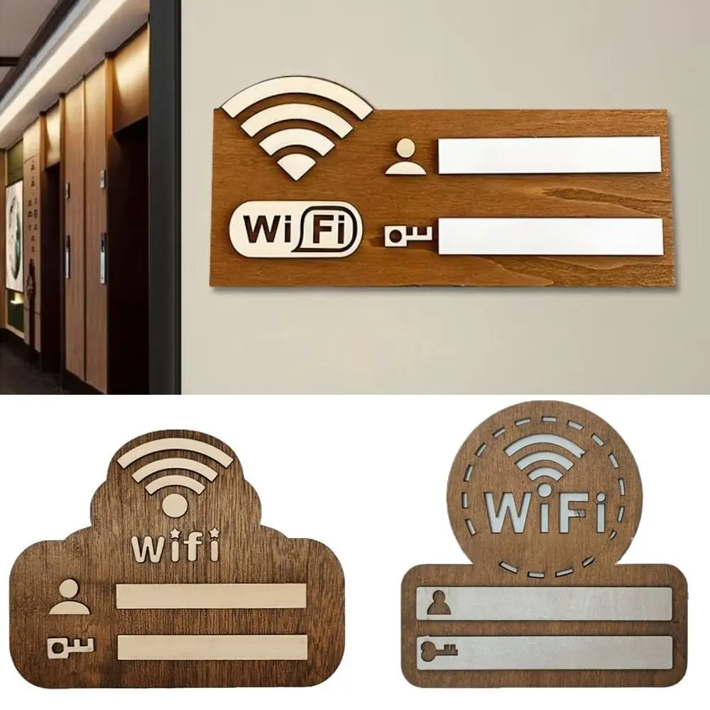 Letrero de contraseña WiFi de madera para pared reutilizable con escritura a mano - imagen 3