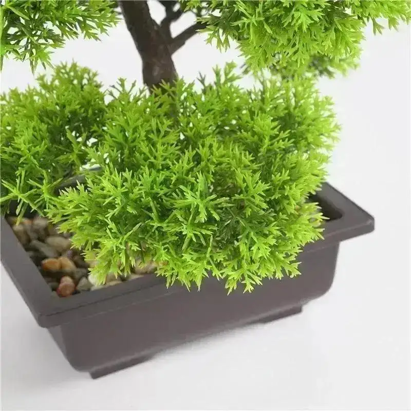 Bonsái artificial de ciprés con agujas tipo pino – decoración verde para jardín y hotel - imagen 4