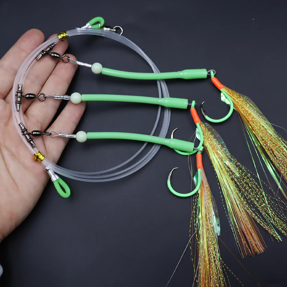 Aparejo de pesca marina pre-atado ZYZHE con tubo luminoso y anzuelos - imagen 4