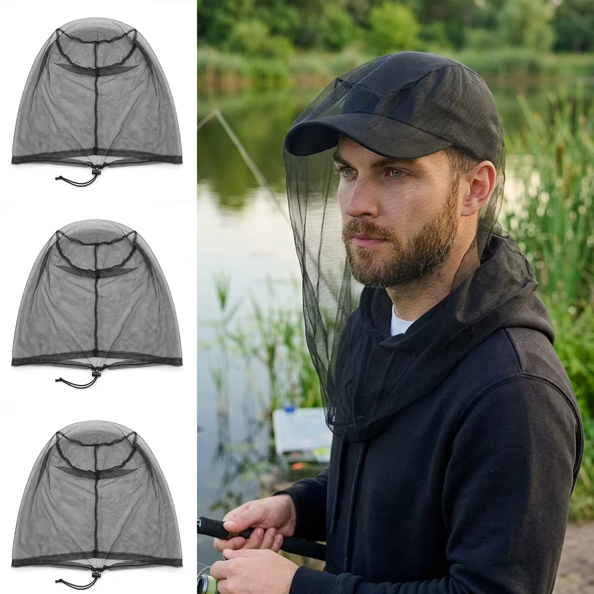 Malla Protectora Anti-Insectos para Pesca al Aire Libre