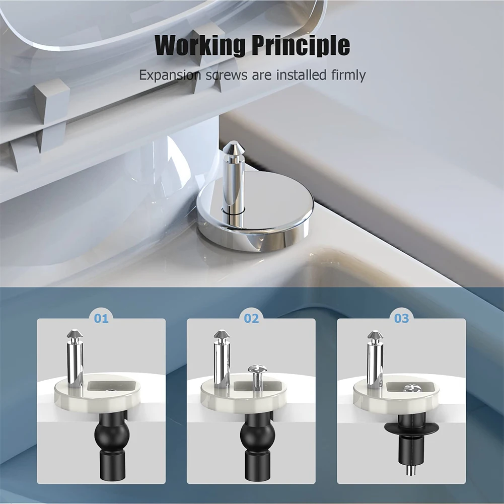 Kit universal de tornillos y bisagras de liberación rápida para inodoro - imagen 3