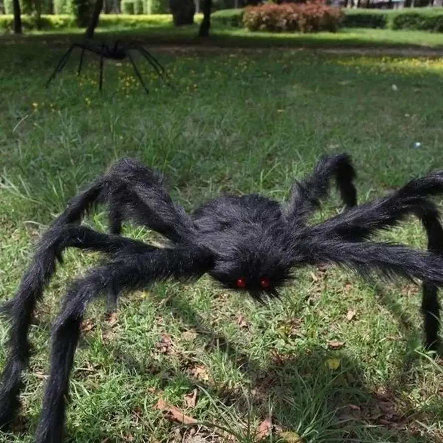 Araña de peluche gigante de Halloween, decoración suave interior
