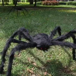 Araña de peluche gigante de Halloween, decoración suave interior