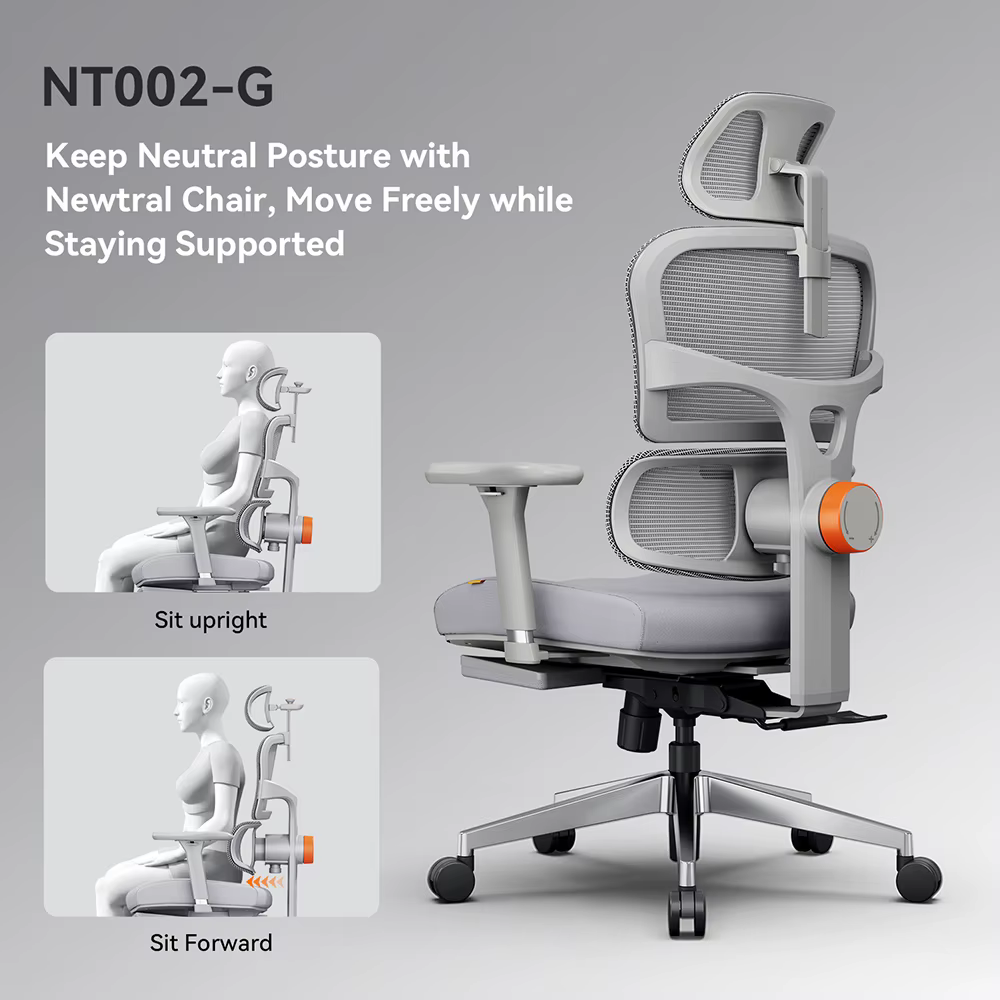 NEWTRAL NT002 — Silla ergonómica con soporte lumbar y reposapiés - imagen 4