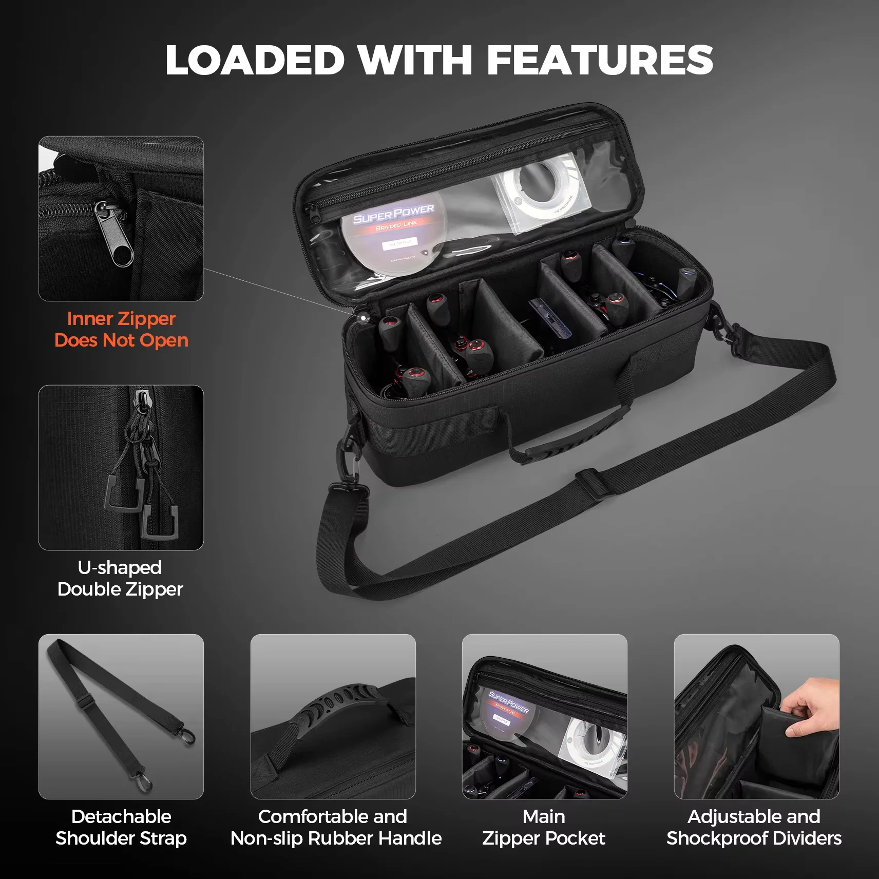Estuche para carretes KastKing M/L con divisores – resistente al agua - imagen 3