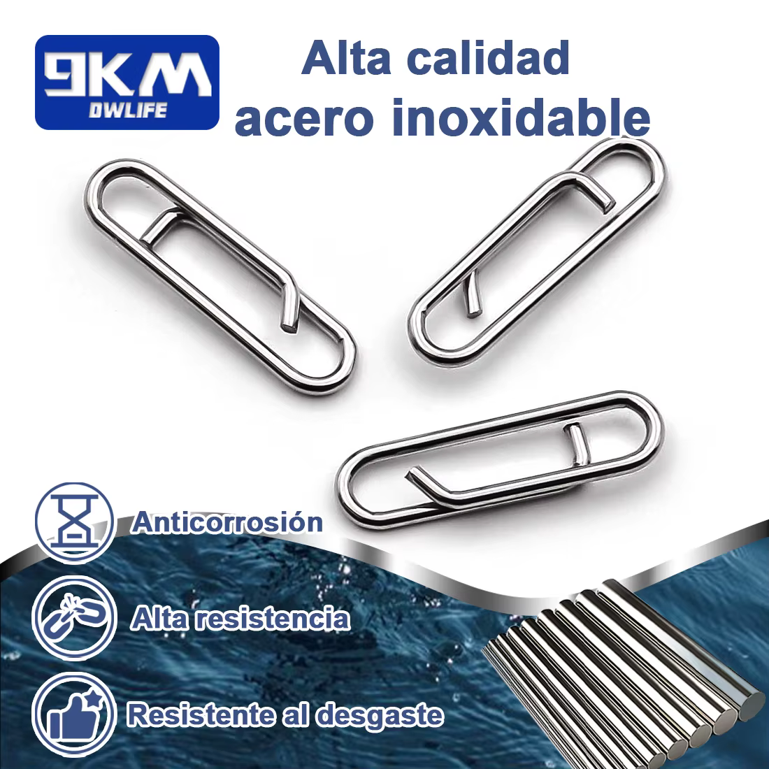 Clips Giratorios Acero Inoxidable para Señuelos – Agua Salada