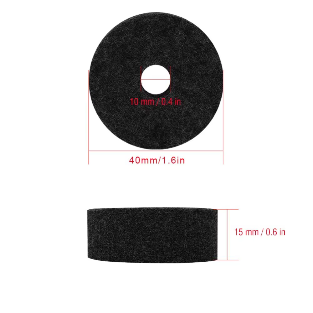 Almohadillas de Fieltro para Platillos 40mm – Juego de 10 Repuestos Gris/Negro - imagen 5