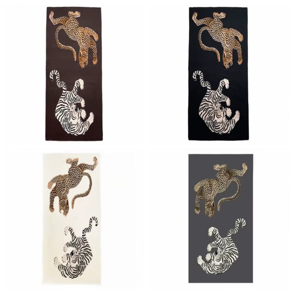 Chal de protección solar con estampado leopardo y tigre vintage - imagen 4