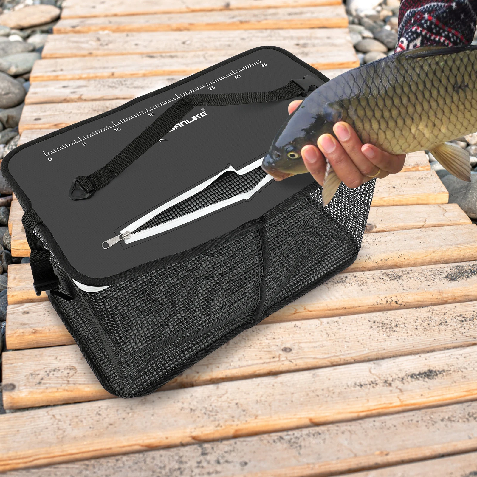 Cesta flotante con cuerda larga para pesca en kayak y barco