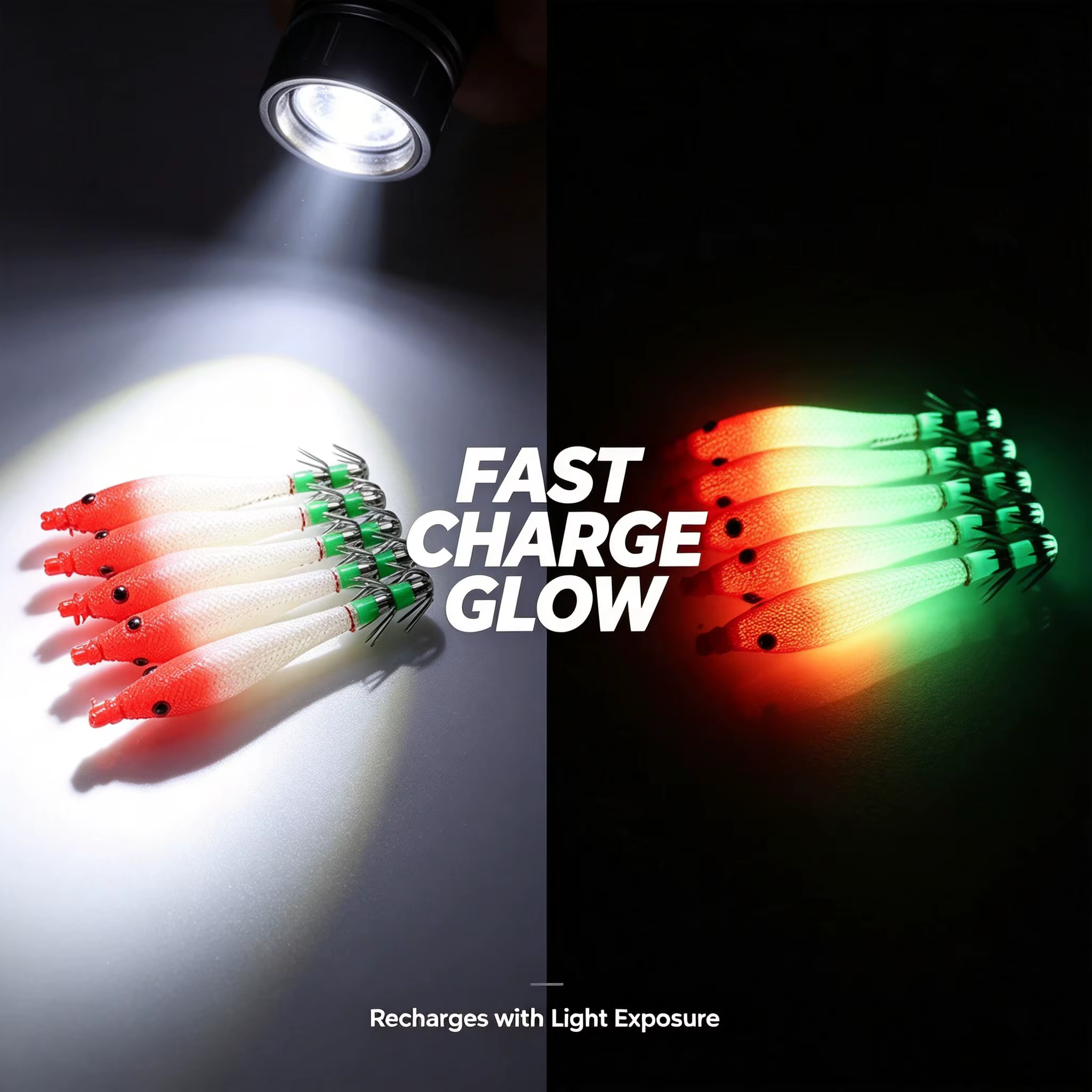 Señuelo Luminoso Vinilo estilo Camarón – Anzuelo Verde para Calamares y Pulpos - imagen 3