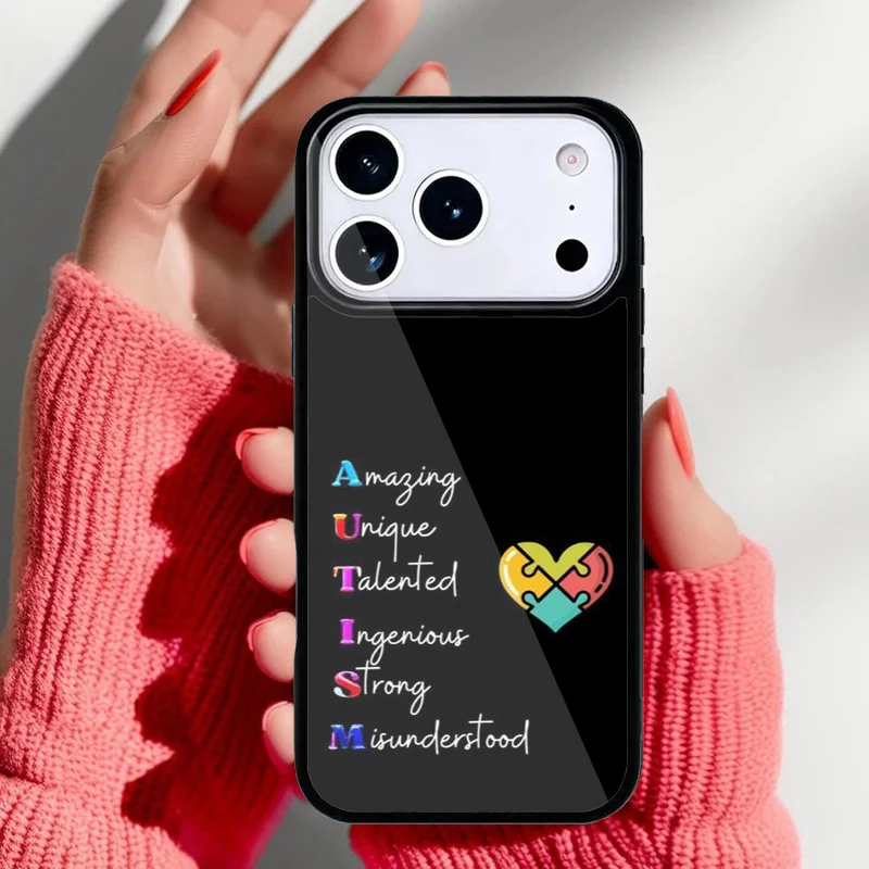 Funda con diseño de autismo para iPhone, vista general de la carcasa