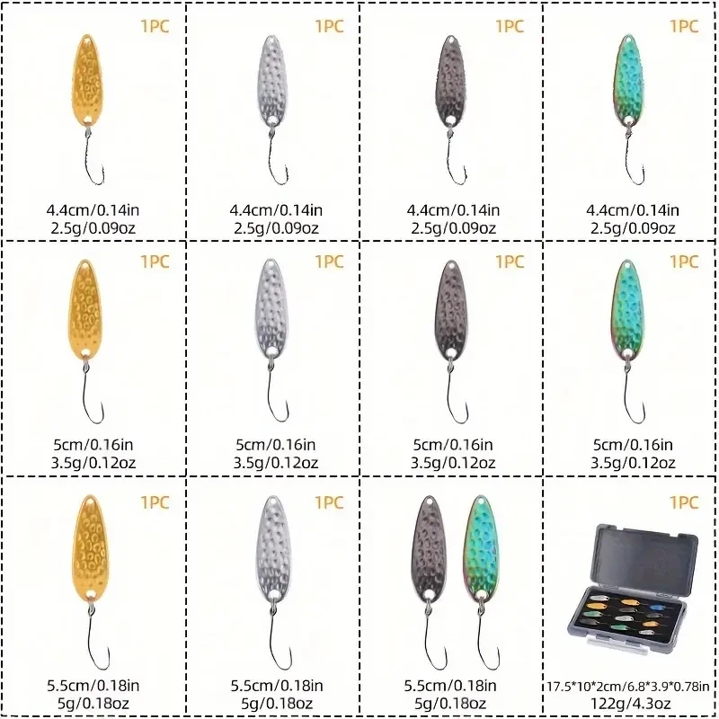 Señuelos cuchara de metal WEIHE – Kit de 12 piezas aleación - imagen 4
