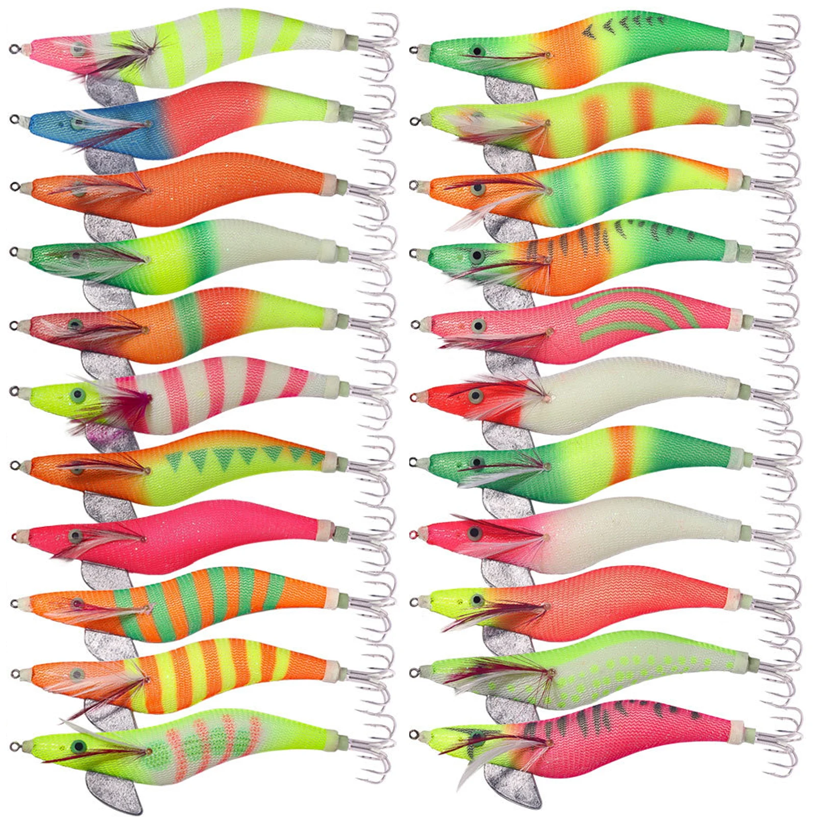 Jigs luminosos de calamar en lote