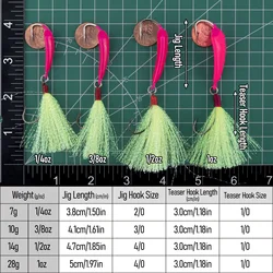 Jig Head Pompano con anzuelo Teaser para pesca Surf en agua salada