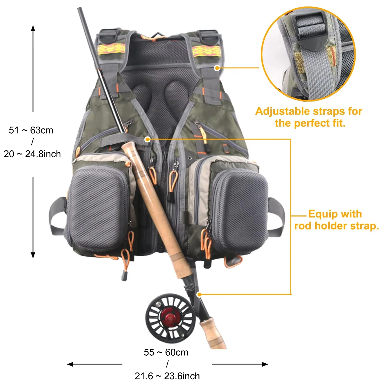Chaleco de pesca con mosca MAXCATCH V-SBS con bolsillos multifunción - imagen 5