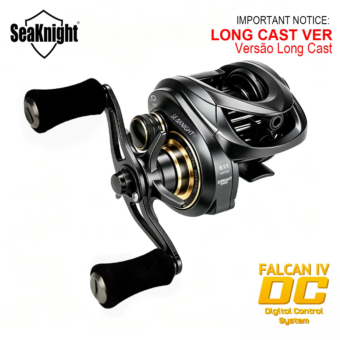 Carrete baitcasting SeaKnight FALCAN IV DC 8.1:1 arrastre fibra carbono