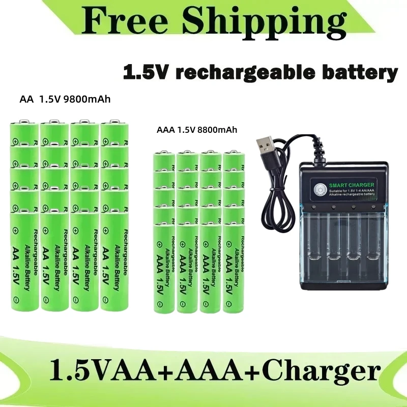 Baterías recargables AA y AAA con cargador