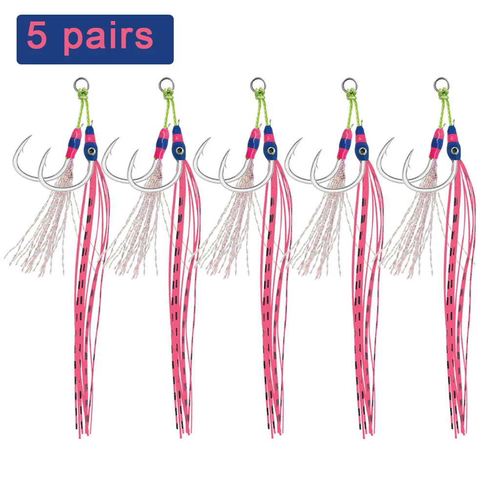 Anzuelos Jigging lento con plumas y ojos 3D para agua salada