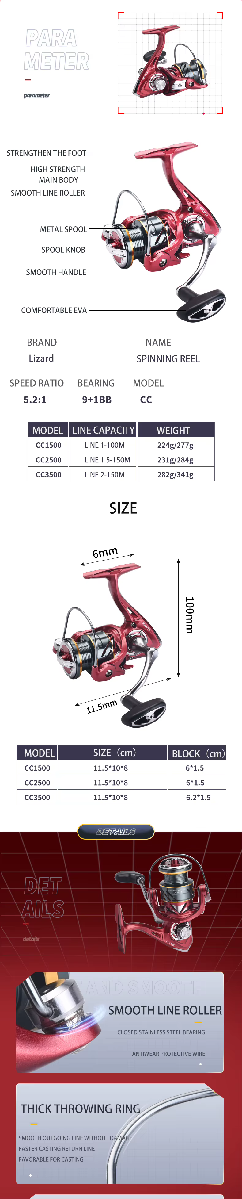 Carrete Lizard 2500 para pesca en roca