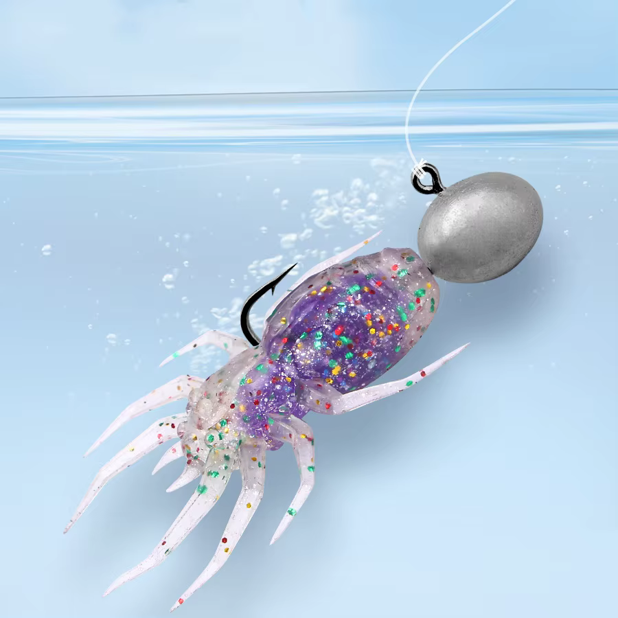 Señuelo araña de vinilo con lentejuelas – Cebo artificial para pesca - imagen 3