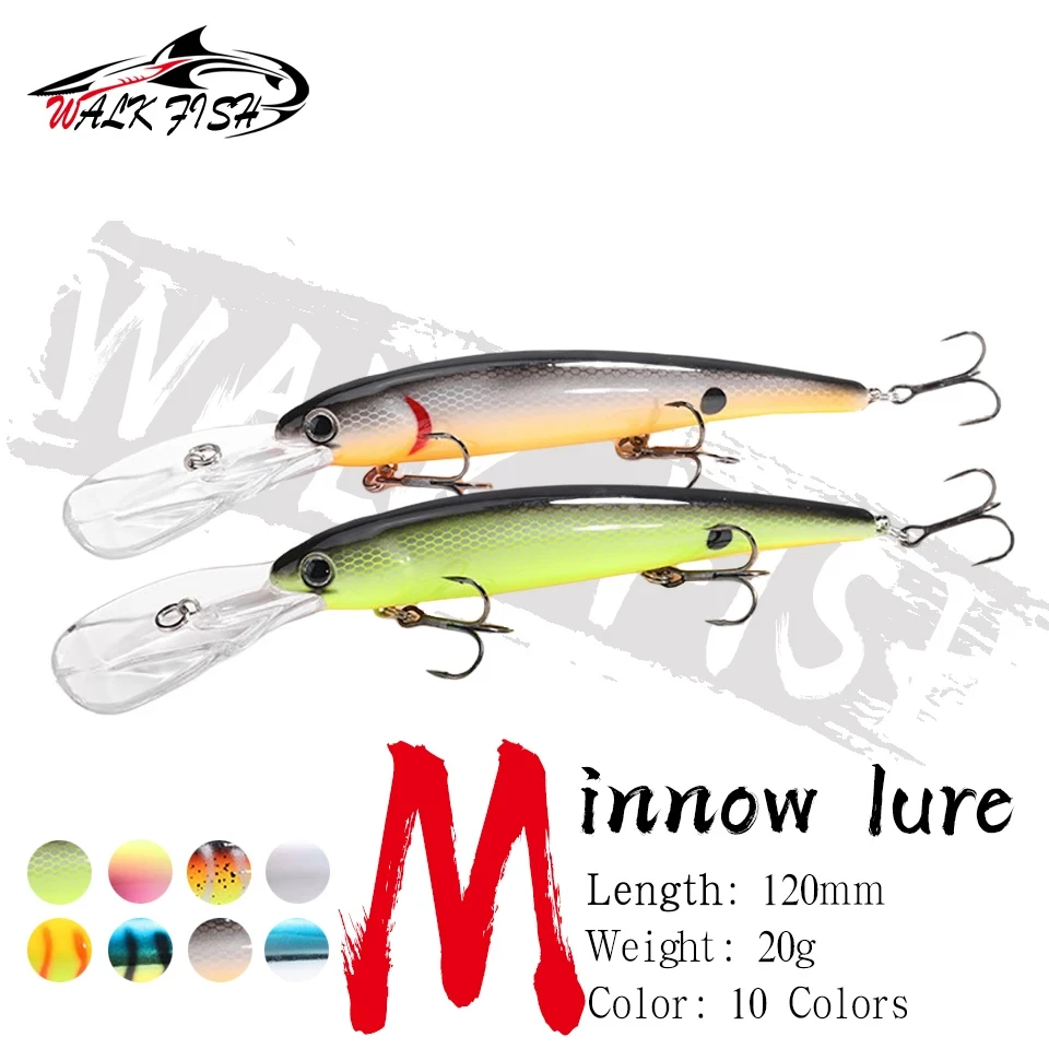 WALK FISH Señuelo arrastre Crankbait Flotante para Lubina y Lucio 0-6m