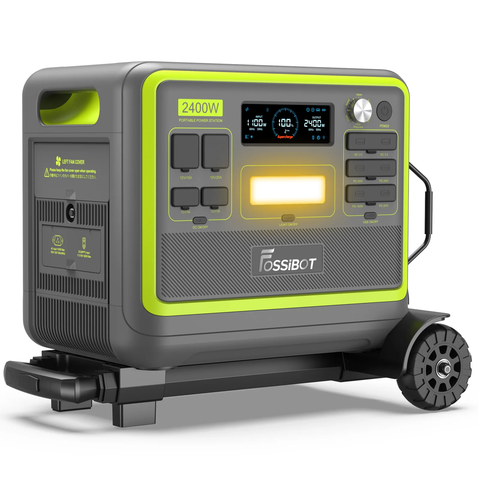 Generador solar portátil LiFePO4 con carrito FOSSiBOT F2400 - imagen 3