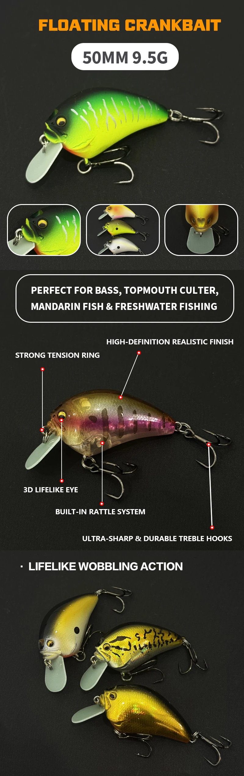 Wobbler crankbait con pala ancha