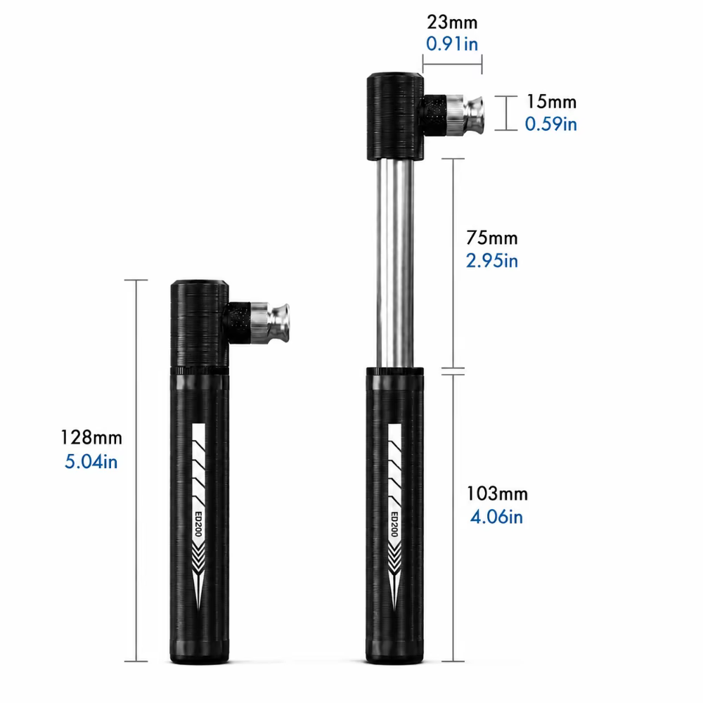 Bomba de aire bicicleta aluminio 12,8 cm – Válvula americana y francesa integrada - imagen 4
