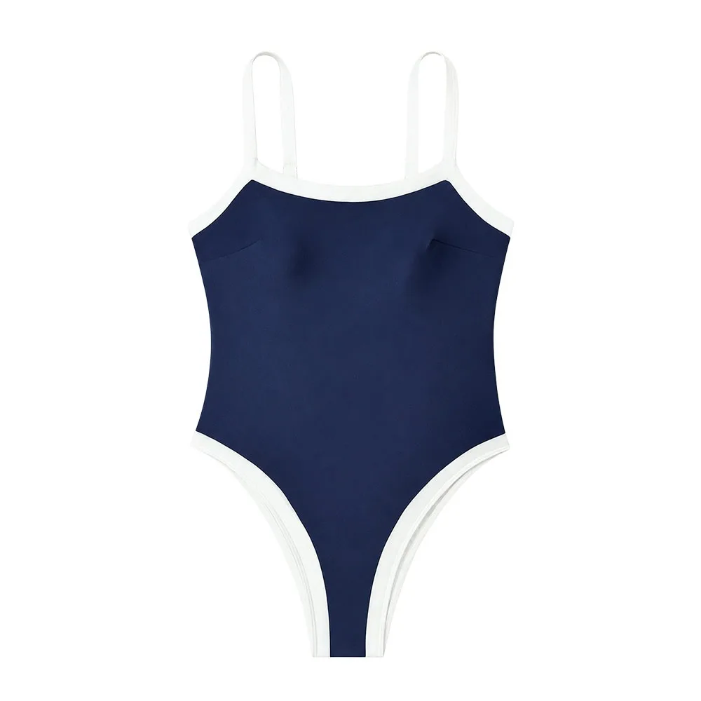 Bañador vintage de corte alto con tirantes finos acolchado sexy - imagen 2