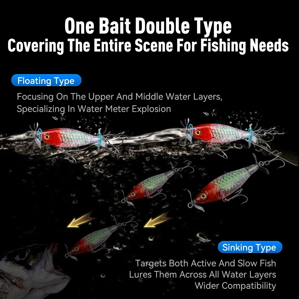 Stickbait twin propeller flotante o hundiente para agua dulce - imagen 2