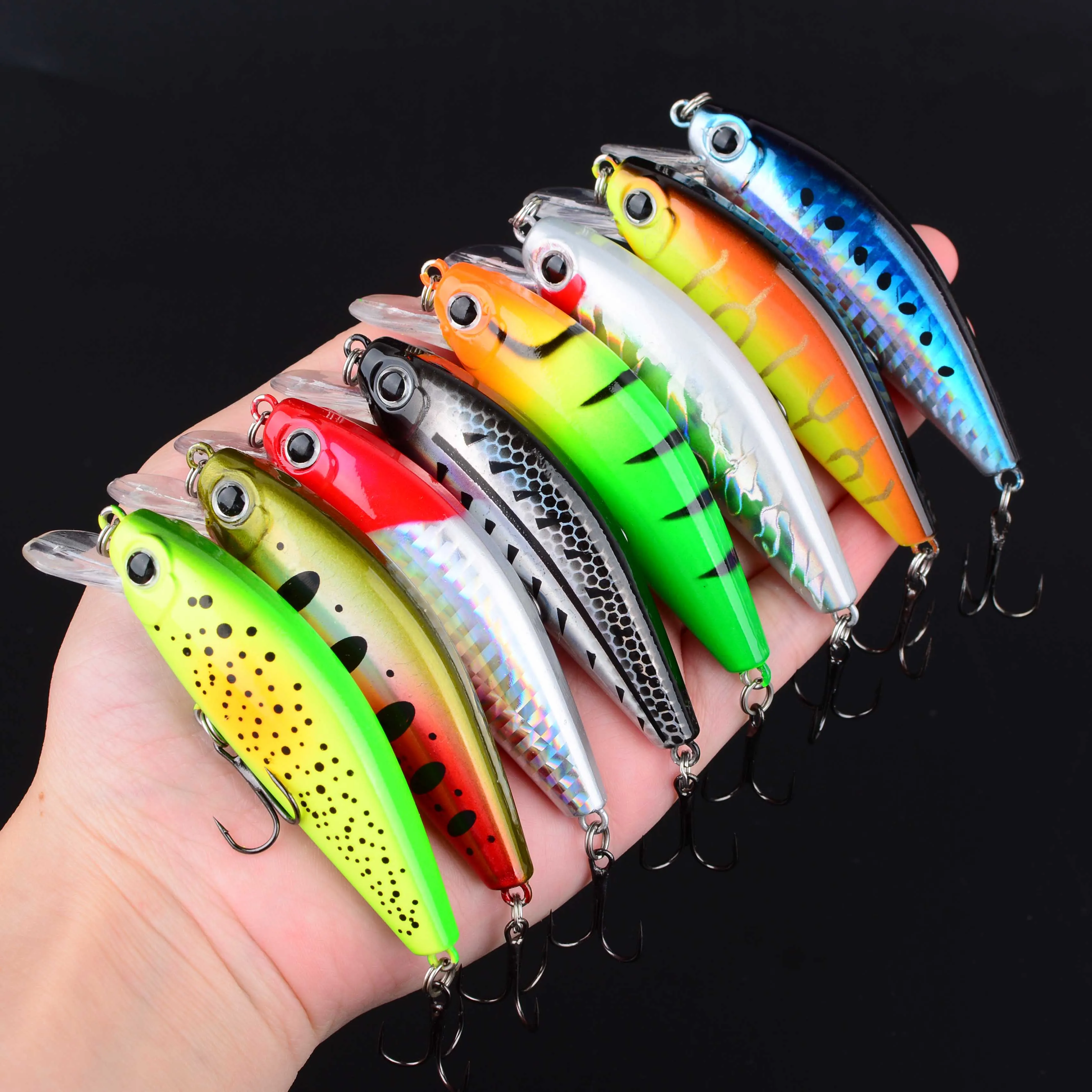 Señuelo Minnow con ojos 3D tipo crankbait wobbler de plástico duro - imagen 3