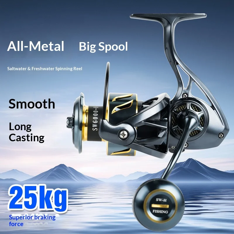 Carrete giratorio de spinning metálico sin holgura para pesca en mar - imagen 5