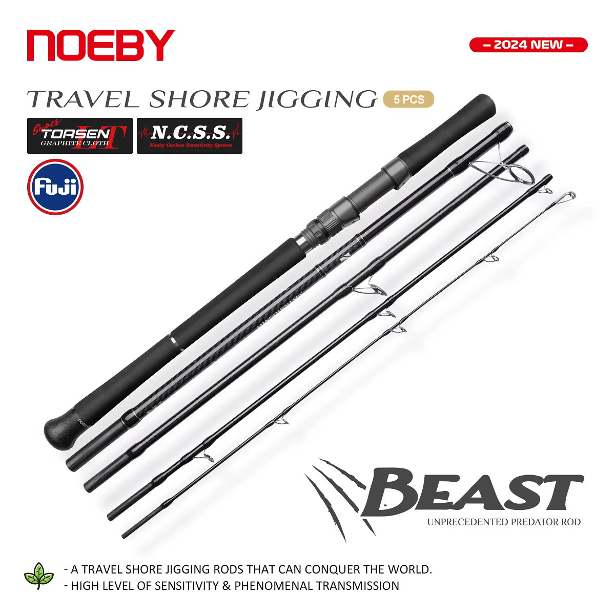 Noeby Beast Travel Shore caña jigging 2,9 m Fuji MH