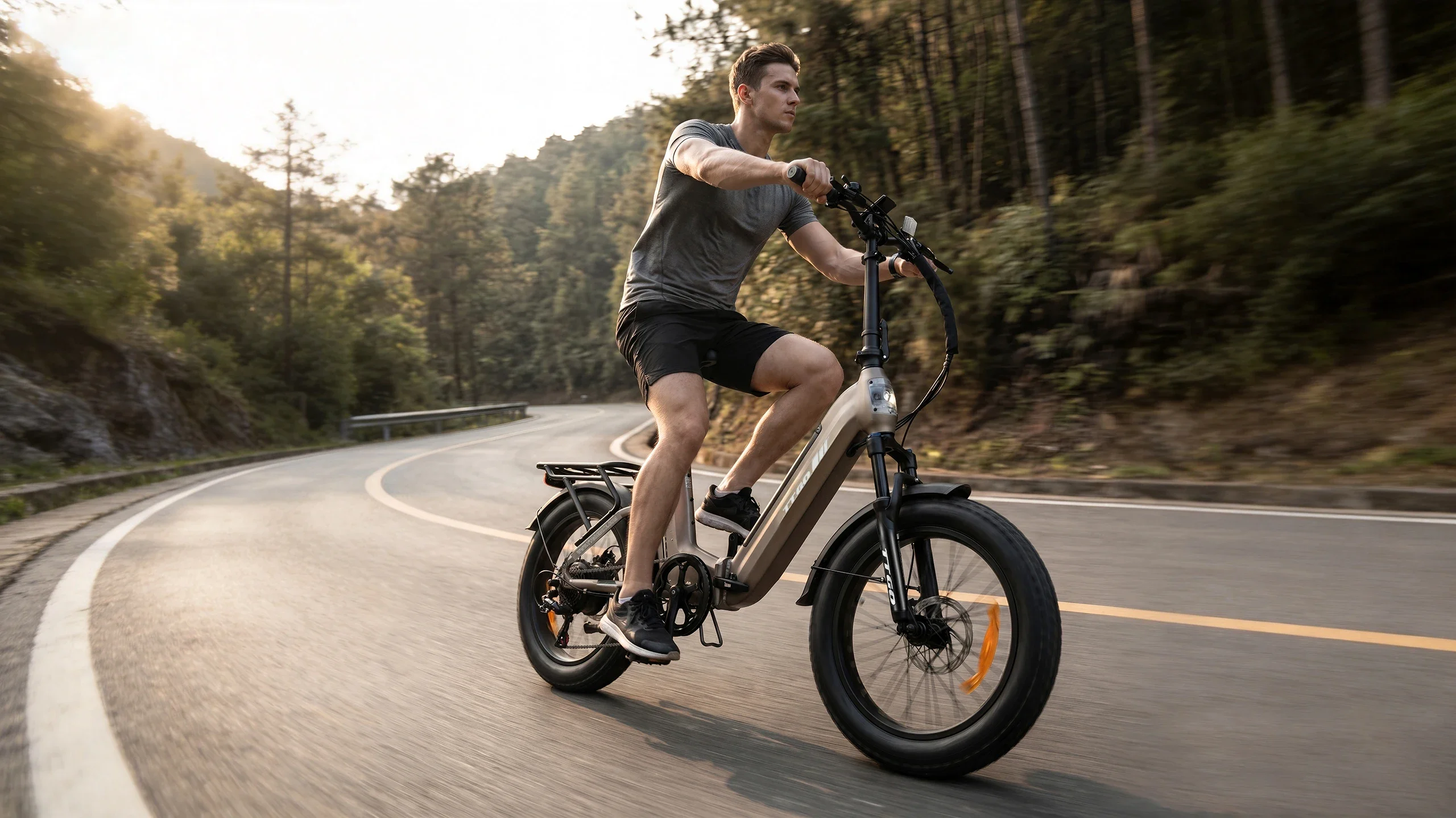 Bicicleta eléctrica plegable con neumáticos anchos de 20